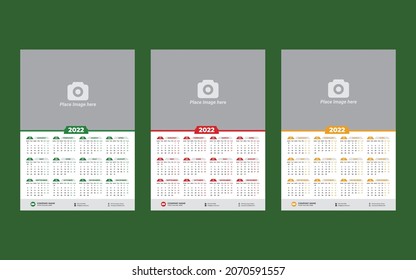 Happy new year 2022 business wall calendar design Premium Vector template download