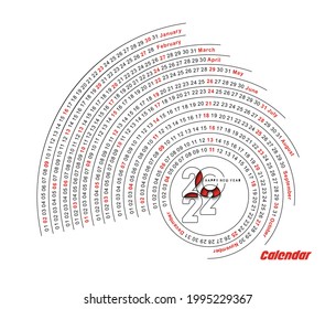Happy new year 2022 Calendar - New Year Holiday design elements for holiday cards, calendar banner poster for decorations, Vector Illustration Background.