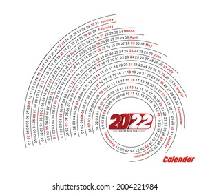 Happy new year 2022 Calendar - New Year Holiday design elements for holiday cards, calendar banner poster for decorations, Vector Illustration Background.
