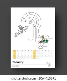 Happy new year 2022 Calendar - New Year Holiday design elements for holiday cards, calendar banner poster for decorations, Vector Illustration Background.
