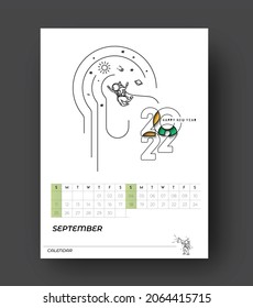 Happy new year 2022 Calendar - New Year Holiday design elements for holiday cards, calendar banner poster for decorations, Vector Illustration Background.