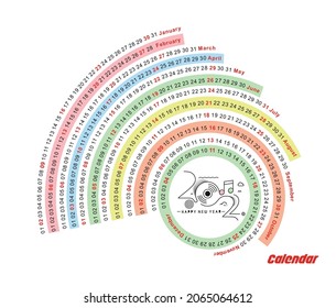 Happy new year 2022 Calendar - New Year Holiday design elements for holiday cards, calendar banner poster for decorations, Vector Illustration Background.