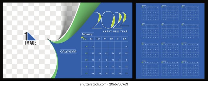 Happy new year 2022 Calendar - New Year Holiday design elements for holiday cards, calendar banner poster for decorations, Vector Illustration Background.