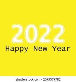 Happy New Year 2022 - calligraphic inscription with  creative lines.