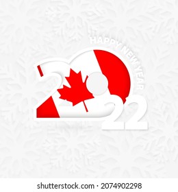 Happy New Year 2022 for Canada on snowflake background. Greeting Canada with new 2022 year.