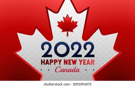 Happy New Year 2022 with Canada Flag Text Background. Copy space area. Premium and luxury illustration vector design