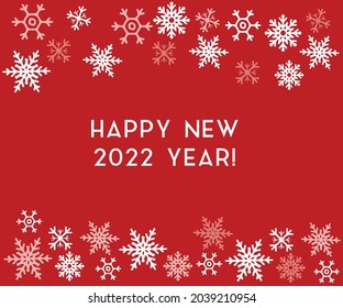 Happy New Year 2022 card design with snowflakes, greeting card.