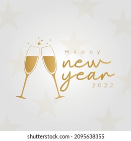 Happy New Year 2022 with champagne glass