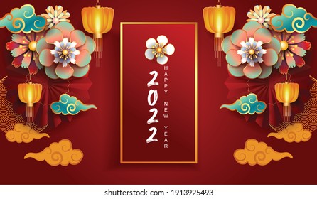 Happy new year 2022, Chinese new year, Year of the tiger, Zodiac sign for greetings card, invitation, posters, brochure, calendar, flyers, banners.