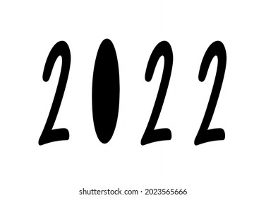 Happy New Year. 2022. Chinese symbol of the New Year 2022. Black Inscription. Vector illustration for greeting. New Year's banner, set of numbers.