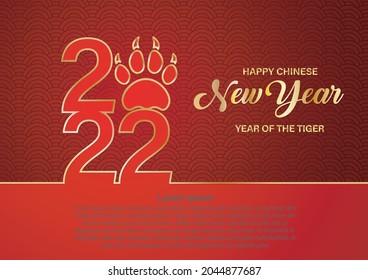 Happy New Year 2022, Chinese New Year, Year of the Tiger, Happy Lunar New Year 2022, Vector Illustration of tiger steps