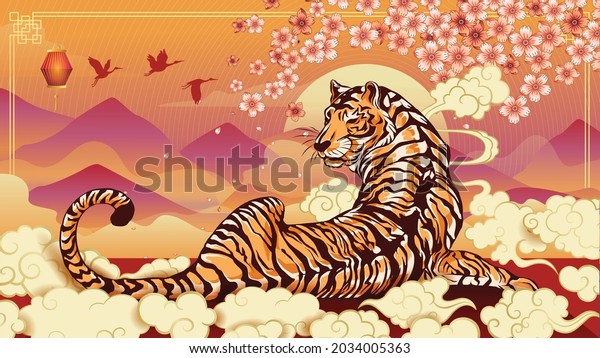 Happy new year 2022,\
Chinese new year, Year of the tiger, Happy lunar new year 2022,\
Tiger Illustration 