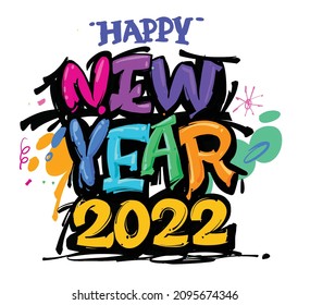 happy new year 2022 with color full fun style