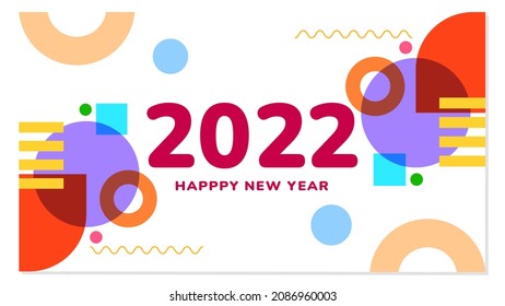 HAPPY NEW YEAR 2022 COLORFUL BACKDGROUND DESIGN VECTOR