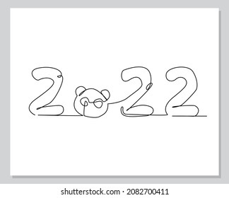 happy new year 2022 continuous one line illustration