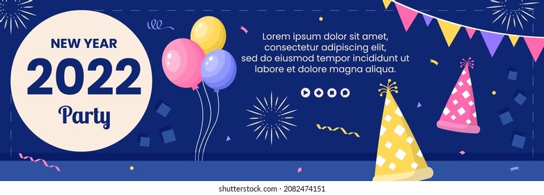 Happy New Year 2022 Cover Template Flat Design Illustration Editable of Square Background Suitable for Social media, Feed, Card, Greetings and Web Internet Ads