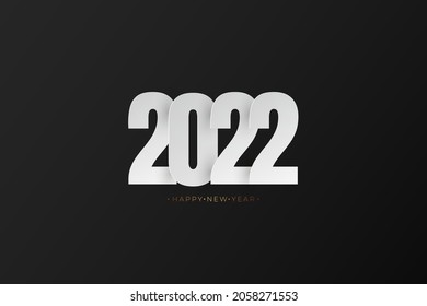 Happy New Year 2022 Design with Paper Pile Up Style