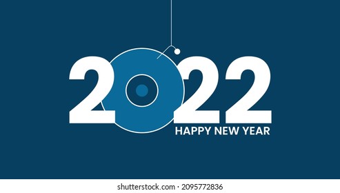 Happy New Year 2022 design pattern. Alphabet letters and numbers 2022, neon sign style text
