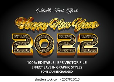 happy new year 2022 editable text effect 3d style