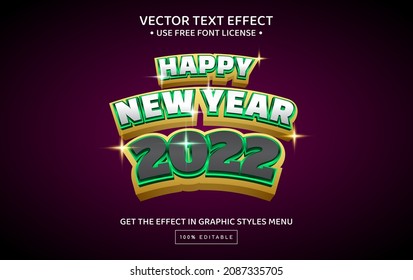 Happy new year 2022 editable text effect
