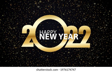 Happy new year 2022 Elegant golden text. Minimalistic vector illustration