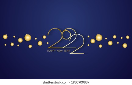 Happy new year 2022 Elegant golden text. Minimalistic vector