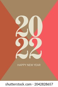Feliz Año Nuevo 2022. Elegante plantilla para postales, calendarios, invitaciones, afiches, banners. Ilustración vectorial. EPS 10