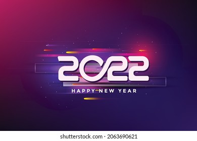 Happy new year 2022 elegant purple modern card in style for  seasonal holidays greeting card Vector