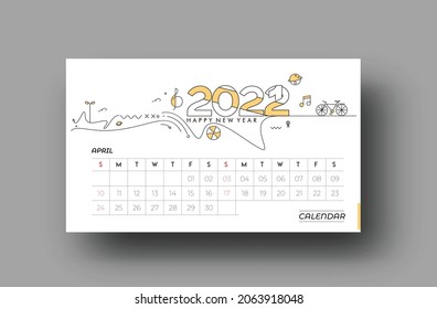 Happy new year 2022 February Calendar - New Year Holiday design elements for holiday cards, calendar banner poster for decorations, Vector Illustration Background.