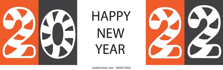 Happy  New Year 2022 festive Chinese translation Year of the tiger. Vector illustration.