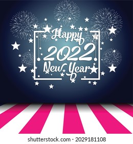 Happy New Year 2022 with fireworks bursting. backgrounds for Merry Christmas festive.