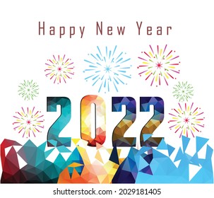 Happy New Year 2022 with fireworks bursting. backgrounds for Merry Christmas festive.