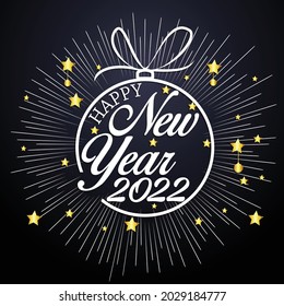 Happy New Year 2022 with fireworks bursting. backgrounds for Merry Christmas festive.
