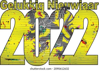 Happy New Year 2022 with Flanders flag inside - Illustration