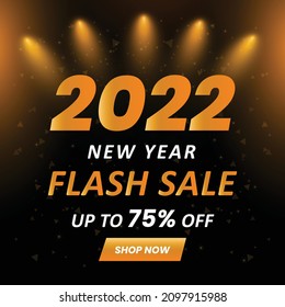 Happy new year 2022 flash sale banner,  New year  offer Template with Discount Tag, Vector illustration design
