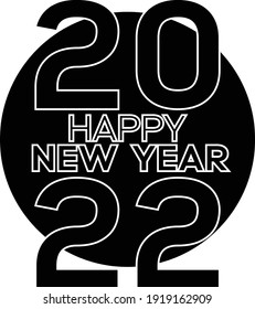 Happy new year 2022 flat black design template. Design sign for calendar, greeting cards or print. white color