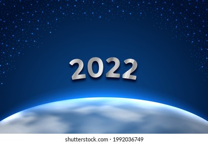 Happy New Year 2022, futuristic cosmos poster - illustration vector