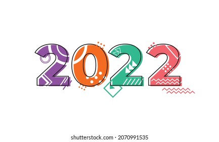 Happy New Year 2022 Geometric Shape. Simple Background Vector Illustration Flat Style