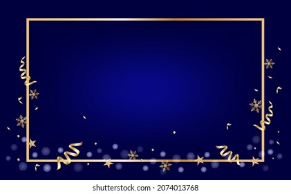Happy new year 2022 gold and blue colors place for text with snow flex of vector illustration.