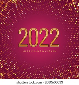 Happy new year 2022 gold text for glitters dotted background