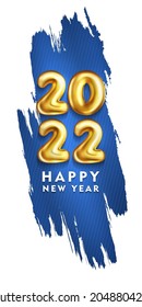 Happy New Year 2022. Golden 3D numbers Design Celebration typography poster, banner or greeting card for Merry Christmas and happy new year. Vector Illustration