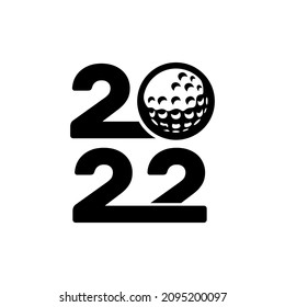 Happy New Year 2022 Golf design. Cover of business diary for 2022. Brochure design template, card, banner. Vector illustration. Isolated on white background.