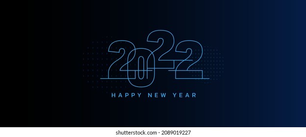 Happy new year 2022 gradient banner background with elegant style and light blue teks vector design