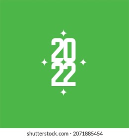 Happy new year 2022  green background  - vector 