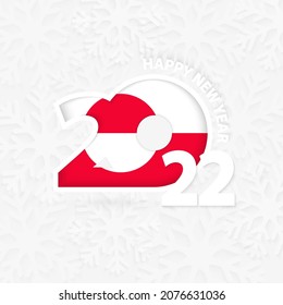 Happy New Year 2022 for Greenland on snowflake background. Greeting Greenland with new 2022 year.