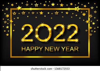 Happy New Year 2022 - greeting card, flyer, invitation - vector illustration