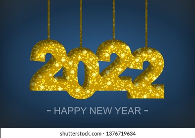Happy New Year 2022 - greeting card, flyer, invitation - vector illustration