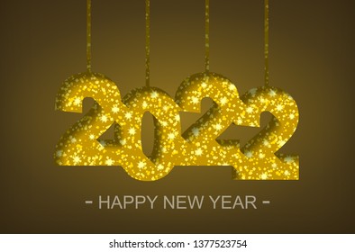 Happy New Year 2022 - greeting card, flyer, invitation - vector illustration