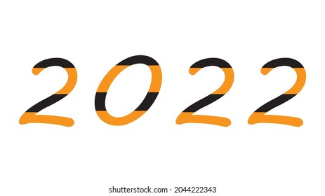 Happy new year 2022. Greeting card design, includes colorful shapes. Vector illustration, isolated on white background