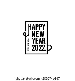 happy new year 2022 greeting in black and white